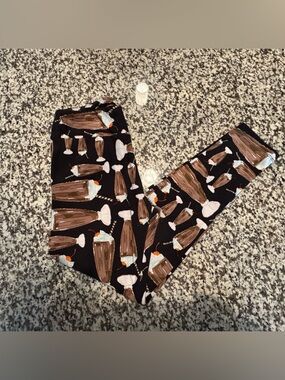 Black Milkshake Print Leggings - Novelty Milkshake Pattern